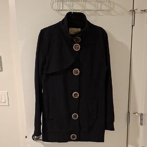 Orb Women's Button-up Funnel-neck Sweater with Stork Embroidery (Size XL)